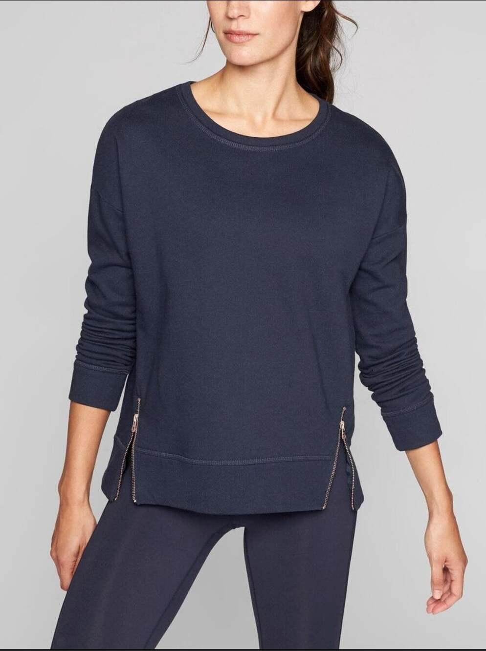 Athleta Black Cityscape Athleisure Sweatshirt Top Size Small